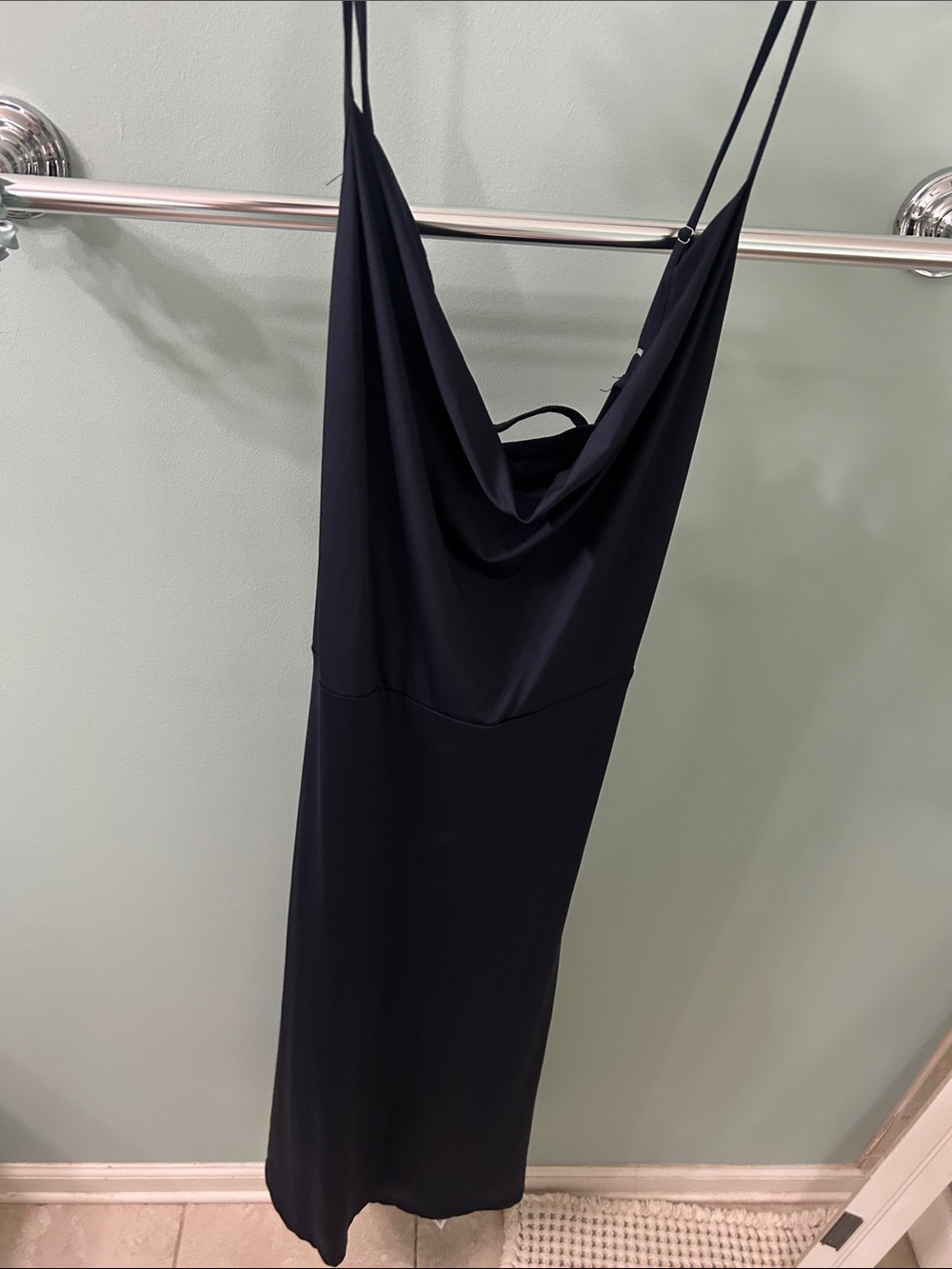 Women’s Navy Slip Dress with Cowl Neck